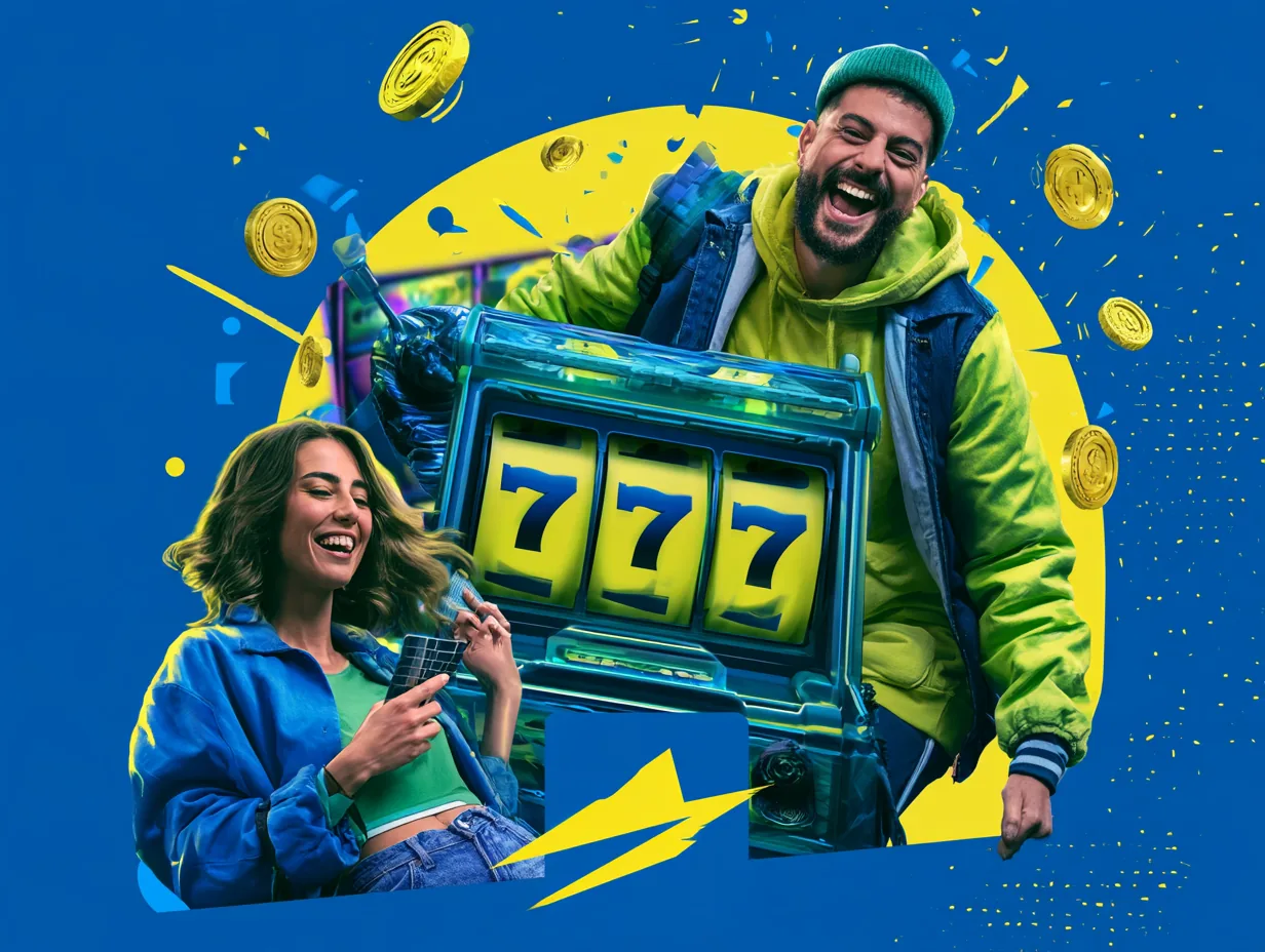 Pareja celebrando un jackpot